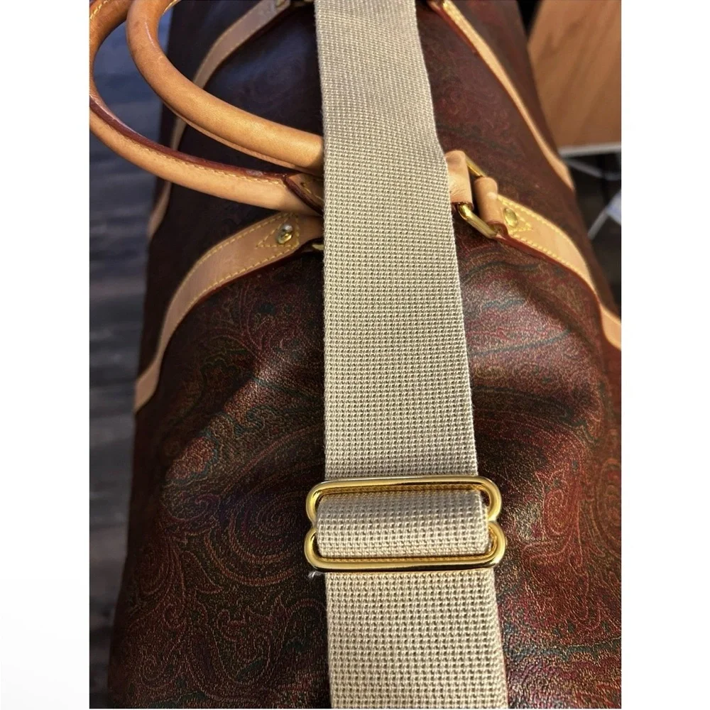 ETRO BOSTON RED PAISLEY Weekend Bag with Luggage Tag, Crossbody Strap, Clochette